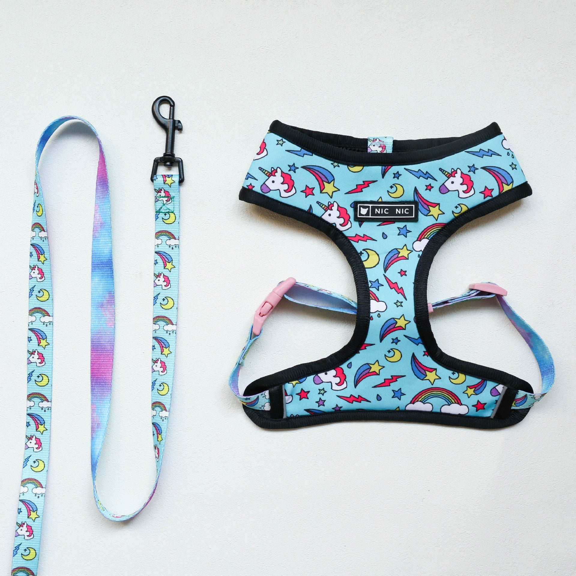 HKM-696019 Unicorn Pattern Breathable Mesh Chest Strap with Traction Rope for Pets