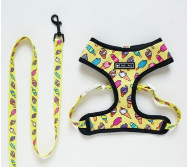 HKM-696019 Unicorn Pattern Breathable Mesh Chest Strap with Traction Rope for Pets