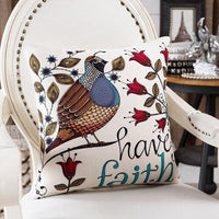 HKM-696275 Tropical Bird Print Linen Pillow Case for Living Spaces - 45cm x 45cm