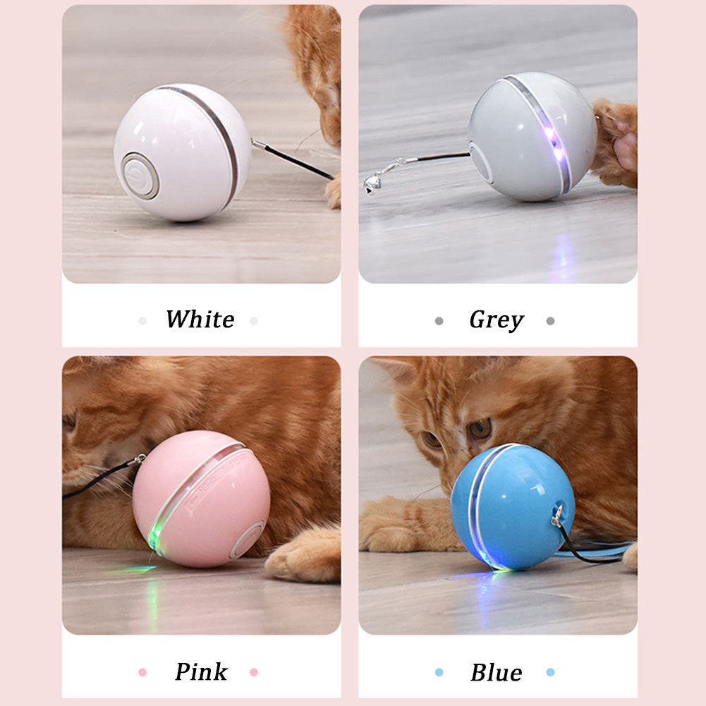 HKM-696339 Colorful LED Laser Cat Ball - USB Rechargeable Fun Toy with Feather and Bell