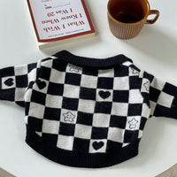 HKM-696403 Winter Sweater for Dogs and Cats - Stylish Wool Design in Black Grid Pattern