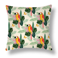 HKM-696531 Tropical Series Linen Cushion Cover with Plant and Flower Print, 45x45cm