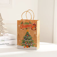 HKM-696595 Christmas Elk Snowflake Gift Bags - Kraft Paper Rope Bags in Various Sizes