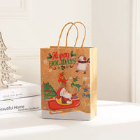 HKM-696595 Christmas Elk Snowflake Gift Bags - Kraft Paper Rope Bags in Various Sizes