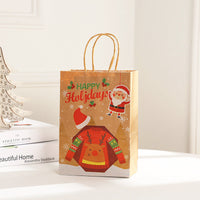 HKM-696595 Christmas Elk Snowflake Gift Bags - Kraft Paper Rope Bags in Various Sizes