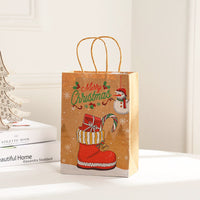 HKM-696595 Christmas Elk Snowflake Gift Bags - Kraft Paper Rope Bags in Various Sizes