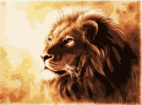 KTX-696659 Lion of Memory Painting by Numbers - Digital Linen Oil Art, Unframed