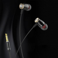 HKM-696723 Heavy Bass Metal In-Ear Headphones with Microphone, Wired, 3.5mm Plug, Silicone Earplugs, 1.2m Cable