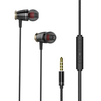HKM-696723 Heavy Bass Metal In-Ear Headphones with Microphone, Wired, 3.5mm Plug, Silicone Earplugs, 1.2m Cable