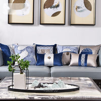 HKM-696787 Chinese Blue Ink Painting Pillow Cover - Multiple Patterns Available, 30x50CM & 45x45CM