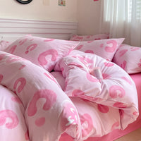 HKM-696979 Geometric Patterned Washed Cotton Four-Piece Bedding Set for Dorm Rooms