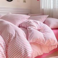 HKM-696979 Geometric Patterned Washed Cotton Four-Piece Bedding Set for Dorm Rooms