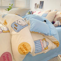 HKM-696979 Geometric Patterned Washed Cotton Four-Piece Bedding Set for Dorm Rooms