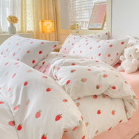 HKM-696979 Geometric Patterned Washed Cotton Four-Piece Bedding Set for Dorm Rooms