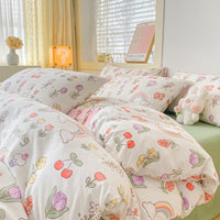 HKM-696979 Geometric Patterned Washed Cotton Four-Piece Bedding Set for Dorm Rooms