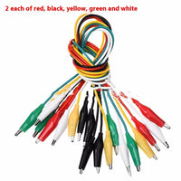 HKM-697171 Crocodile Clamp Test Lines - 5 Color Bundle, 35mm & 45mm Clips, PVC Casing, 10 Wires Total