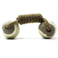 HKM-697171 Durable Cotton Rope Dumbbell and Tennis Ball Chew Toy for Pets - Teeth Cleaning and Chewing Satisfaction