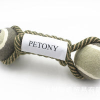 HKM-697171 Durable Cotton Rope Dumbbell and Tennis Ball Chew Toy for Pets - Teeth Cleaning and Chewing Satisfaction