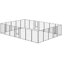 HKM-697171 Indoor Outdoor Dog Playpen with 24 Panels and Lockable Door, Adjustable Pet Exercise Fence, Black