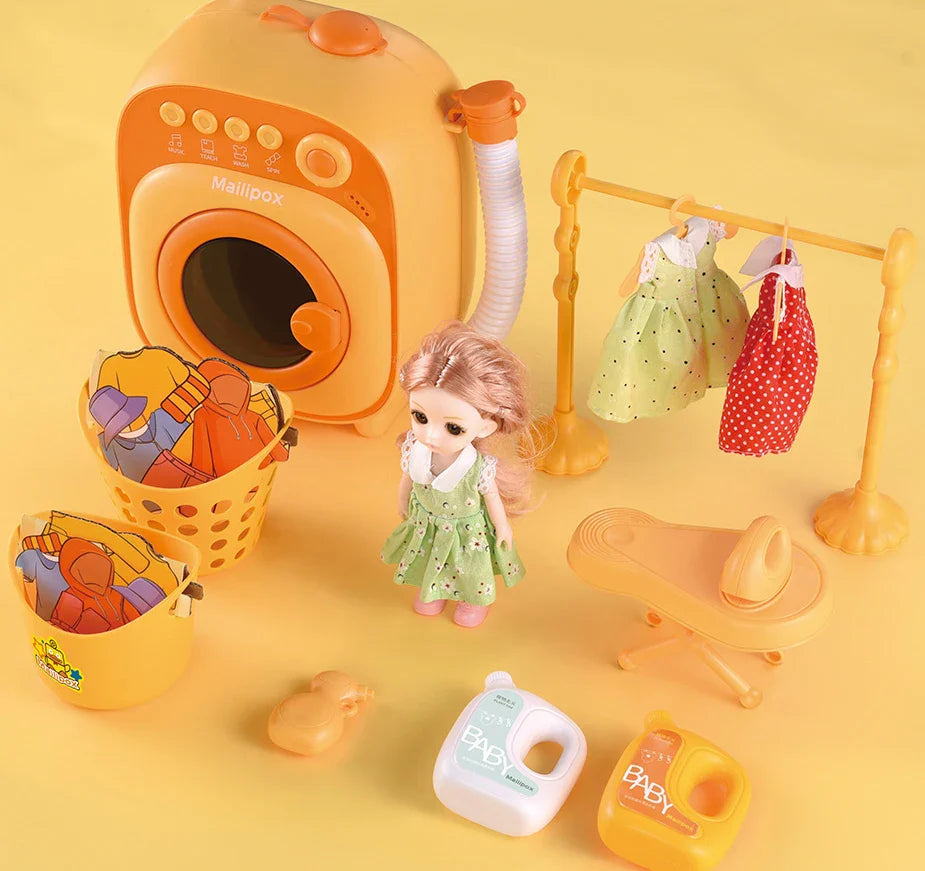 HKM-697235 Kids Play Kitchen Set with Electric Appliances - Microwave, Washing Machine, and More, Suitable for Ages 3+