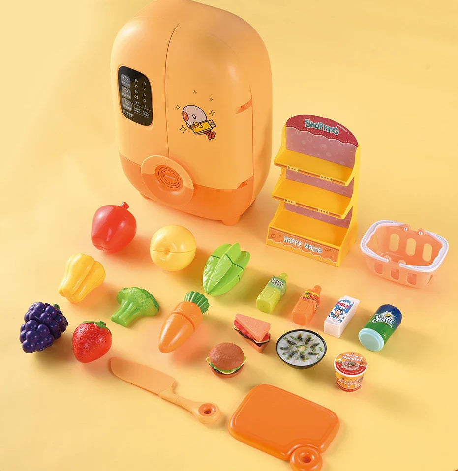 HKM-697235 Kids Play Kitchen Set with Electric Appliances - Microwave, Washing Machine, and More, Suitable for Ages 3+
