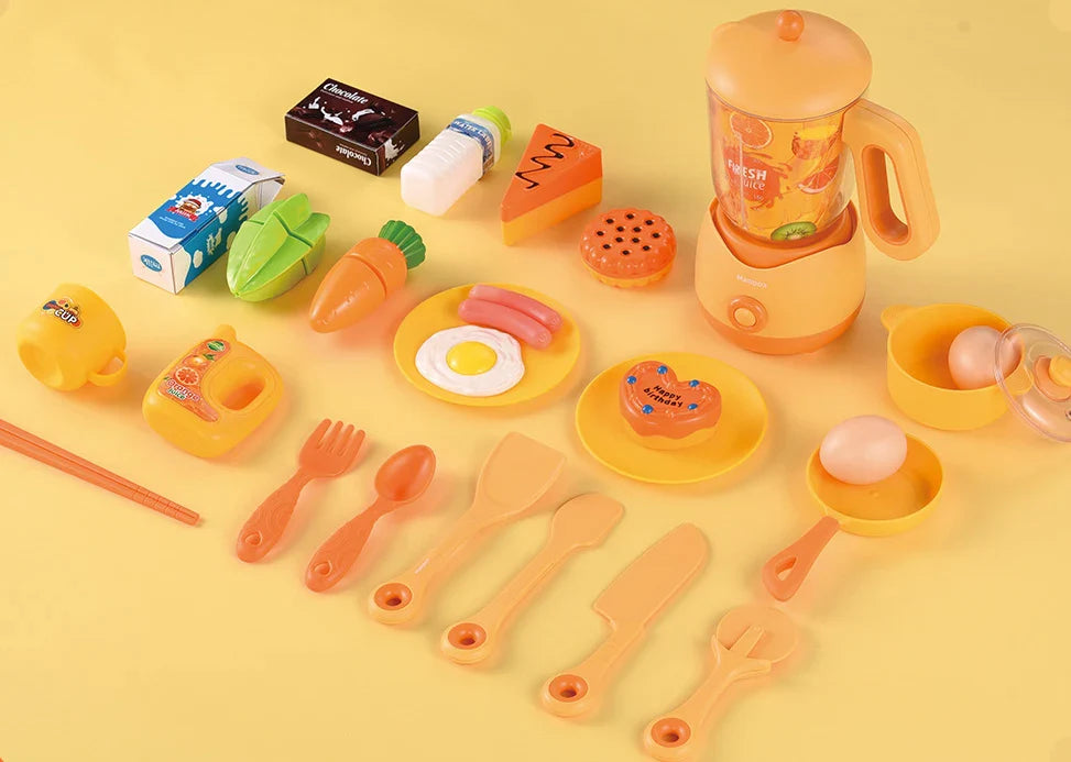 HKM-697235 Kids Play Kitchen Set with Electric Appliances - Microwave, Washing Machine, and More, Suitable for Ages 3+