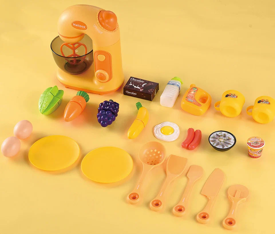 HKM-697235 Kids Play Kitchen Set with Electric Appliances - Microwave, Washing Machine, and More, Suitable for Ages 3+