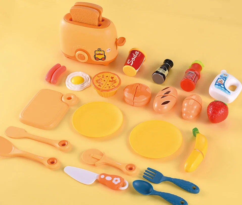 HKM-697235 Kids Play Kitchen Set with Electric Appliances - Microwave, Washing Machine, and More, Suitable for Ages 3+
