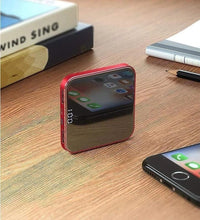 HKM-697363 Ultra-Thin Portable 8000mAh Power Bank with LCD Display in Mysterious Black, Chinese Red, and Rose Gold
