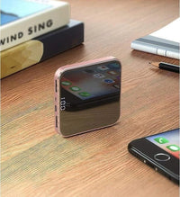 HKM-697363 Ultra-Thin Portable 8000mAh Power Bank with LCD Display in Mysterious Black, Chinese Red, and Rose Gold