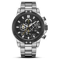 HKM-697491 Men's Quartz Chronograph Watch with Luminous Display and Stainless Steel Band