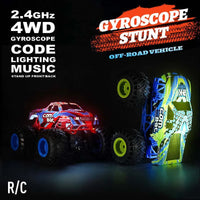 HKM-697555 2.4GHz Remote Control Gyroscope Stunt Car - 1:16 Scale Off-Road Vehicle for Indoor and Outdoor Fun