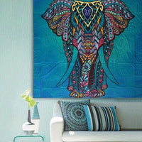 HKM-697683 Turquoise Elephant Tapestry - 100% Polyester Wall Hanging Decor