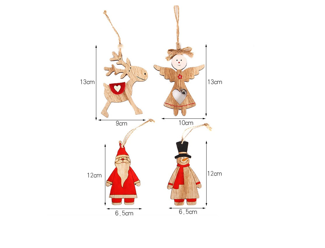 HKM-697747 Wooden Christmas Angel Decorations - Rustic Home Decor Pendants in 3 Designs