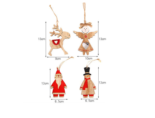 HKM-697747 Wooden Christmas Angel Decorations - Rustic Home Decor Pendants in 3 Designs