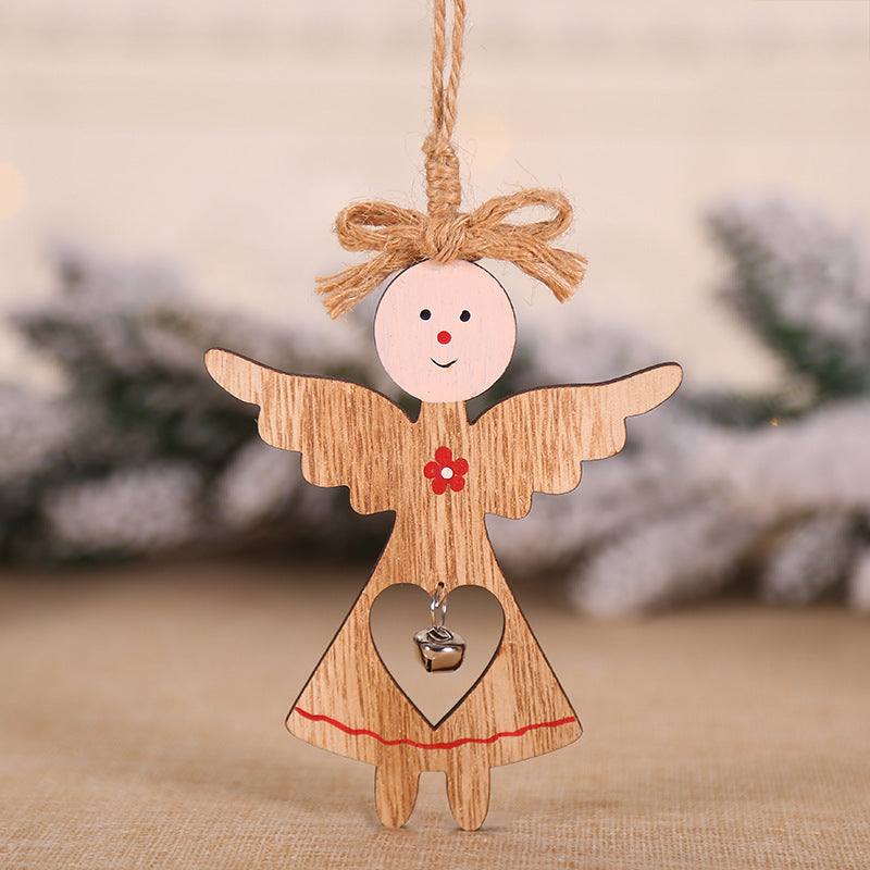 HKM-697747 Wooden Christmas Angel Decorations - Rustic Home Decor Pendants in 3 Designs