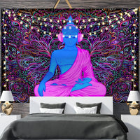 HKM-697811 Geometric Abstract Fluorescent Effect Tapestry - Rectangular Polyester Fiber Wall Hanging, Multiple Colors Available