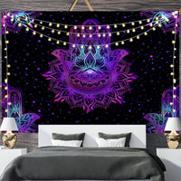 HKM-697811 Geometric Abstract Fluorescent Effect Tapestry - Rectangular Polyester Fiber Wall Hanging, Multiple Colors Available