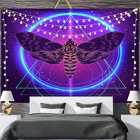 HKM-697811 Geometric Abstract Fluorescent Effect Tapestry - Rectangular Polyester Fiber Wall Hanging, Multiple Colors Available