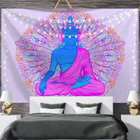 HKM-697811 Geometric Abstract Fluorescent Effect Tapestry - Rectangular Polyester Fiber Wall Hanging, Multiple Colors Available