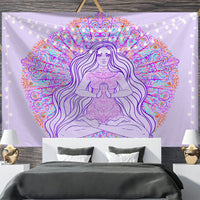 HKM-697811 Geometric Abstract Fluorescent Effect Tapestry - Rectangular Polyester Fiber Wall Hanging, Multiple Colors Available