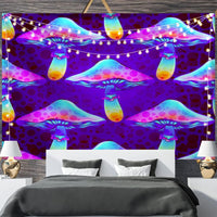 HKM-697811 Geometric Abstract Fluorescent Effect Tapestry - Rectangular Polyester Fiber Wall Hanging, Multiple Colors Available