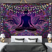 HKM-697811 Geometric Abstract Fluorescent Effect Tapestry - Rectangular Polyester Fiber Wall Hanging, Multiple Colors Available