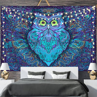 HKM-697811 Geometric Abstract Fluorescent Effect Tapestry - Rectangular Polyester Fiber Wall Hanging, Multiple Colors Available