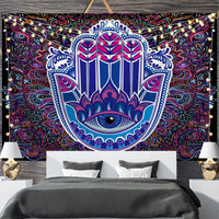 HKM-697811 Geometric Abstract Fluorescent Effect Tapestry - Rectangular Polyester Fiber Wall Hanging, Multiple Colors Available