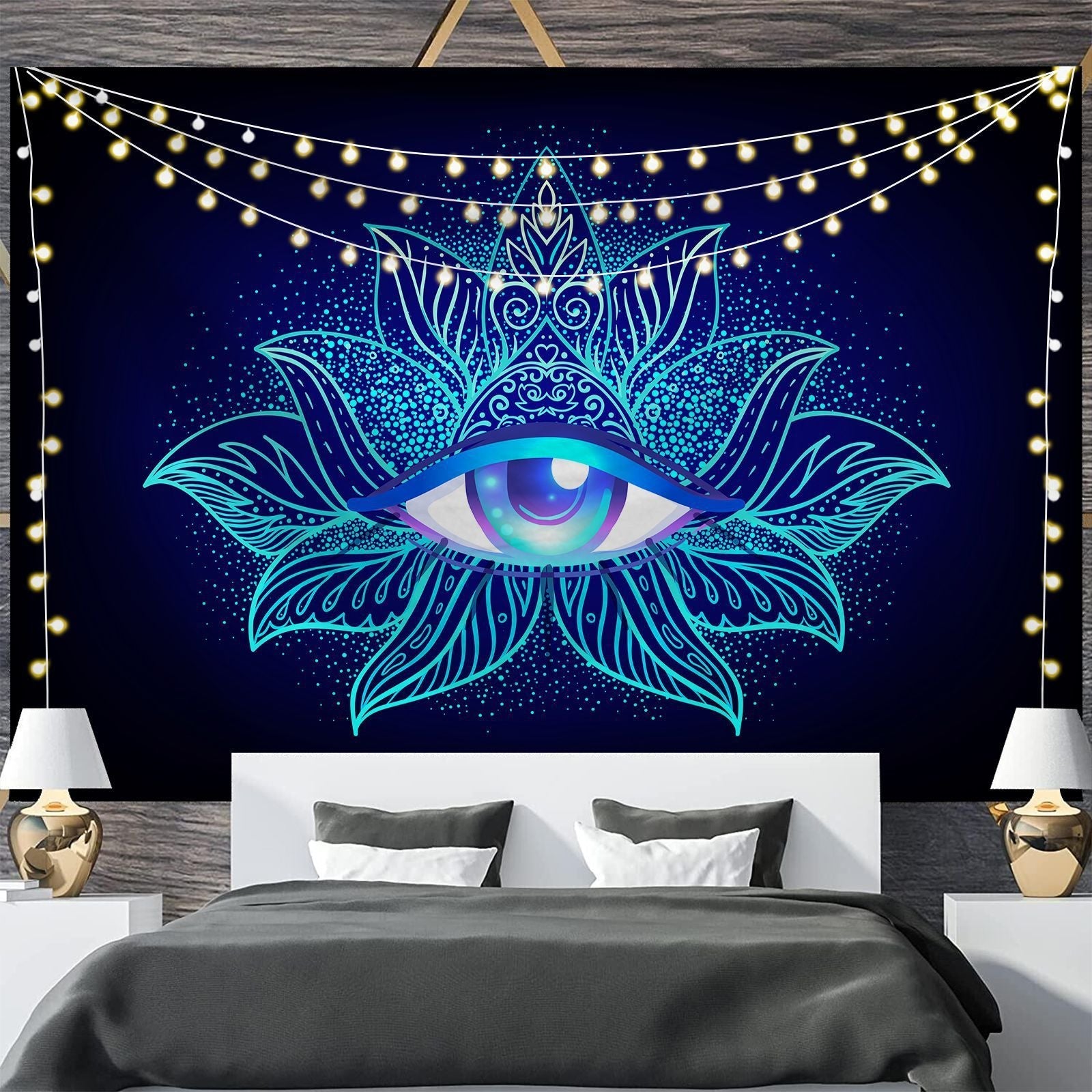 HKM-697811 Geometric Abstract Fluorescent Effect Tapestry - Rectangular Polyester Fiber Wall Hanging, Multiple Colors Available