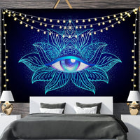 HKM-697811 Geometric Abstract Fluorescent Effect Tapestry - Rectangular Polyester Fiber Wall Hanging, Multiple Colors Available
