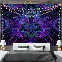 HKM-697811 Geometric Abstract Fluorescent Effect Tapestry - Rectangular Polyester Fiber Wall Hanging, Multiple Colors Available