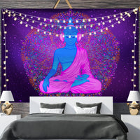 HKM-697811 Geometric Abstract Fluorescent Effect Tapestry - Rectangular Polyester Fiber Wall Hanging, Multiple Colors Available
