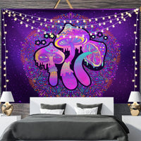 HKM-697811 Geometric Abstract Fluorescent Effect Tapestry - Rectangular Polyester Fiber Wall Hanging, Multiple Colors Available